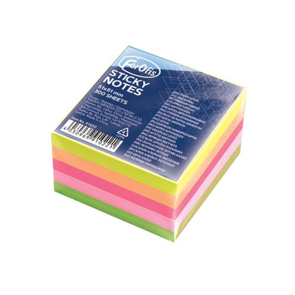 Лепящи листчета 5.1x5.1 см, 300 бр, 5 цвята