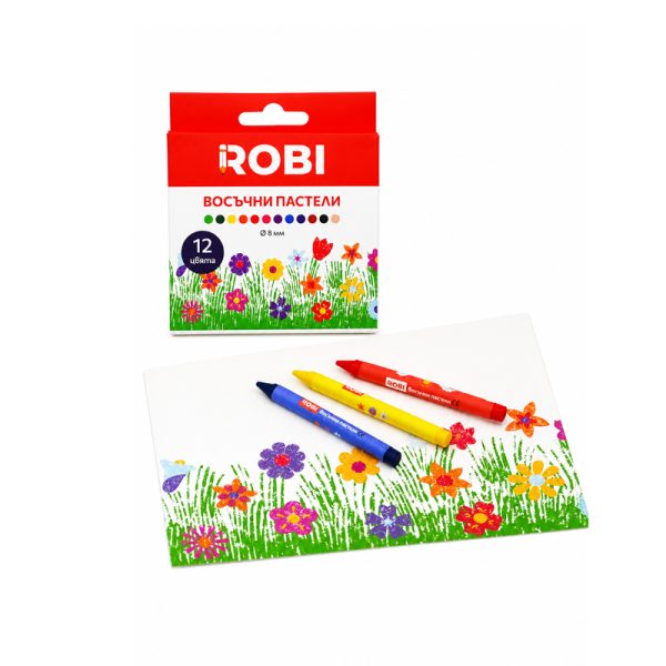 Восъчни пастели ROBI, 12 цвята