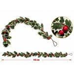 Коледен гирлянд с имел и червени плодчета, 115 см