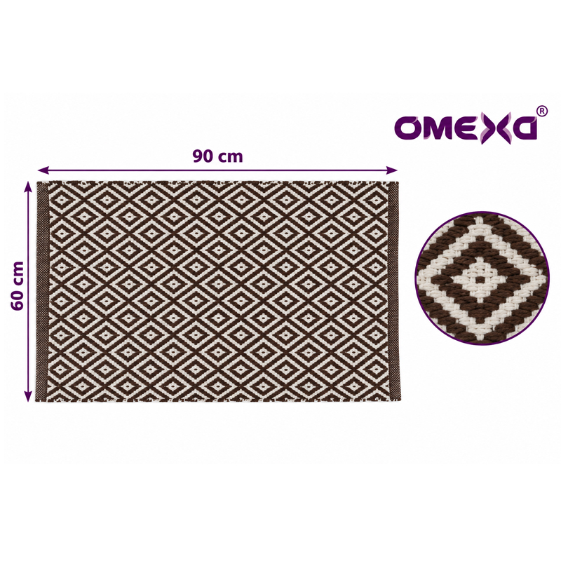 Постелка за баня Omexa, 60x90 см, бяло и кафяво