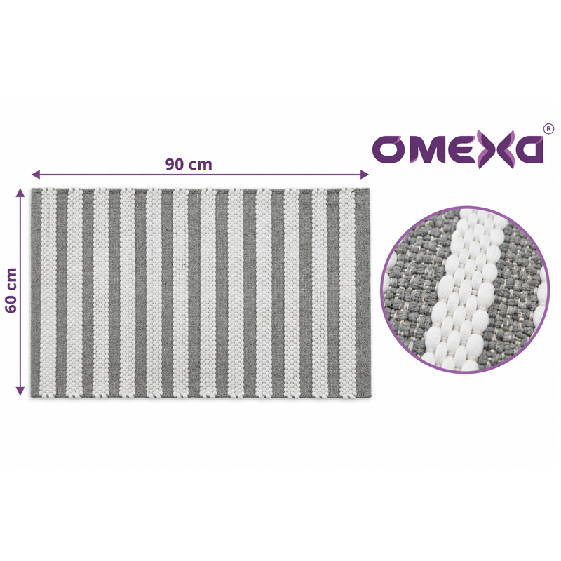 Постелка за баня Omexa, 60x90 см, бяло и сиво
