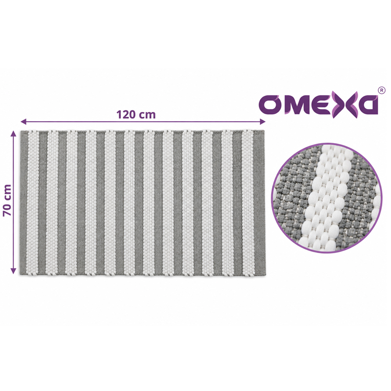 Постелка за баня Omexa Drift, 70x120 см, бяло и сиво
